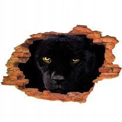 Naklejka na ścianę 3D Czarna Pantera wyglądająca jak potulny misio 90 cm na 60 cm