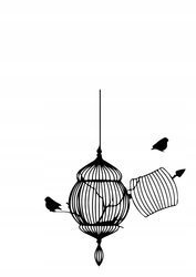 Naklejka na ścianę Ptaki w klatce 75 cm na 45 cm