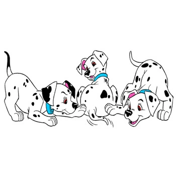 Naklejka na ścianę 101 DALMATYŃCZYKÓW trzy razem 90 cm na 60 cm