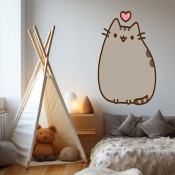 Naklejka na ścianę Pusheen z serduszkiem 60 cm na 90 cm