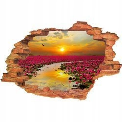 Naklejka na ścianę 3D Kwiaty lilie wodne o zachodzie 90 cm na 60 cm