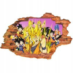 Naklejka na ścianę 3D DRAGON BALL cała rodzina 90 cm na 60 cm