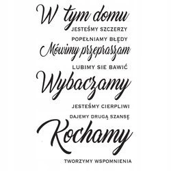 Naklejka na ścianę napis cytat W tym domu Kochamy 75 cm na 45 cm