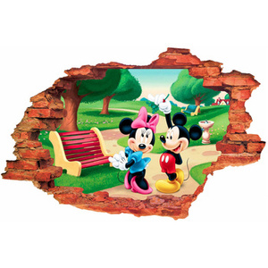 Naklejka na ścianę 3D Myszka Minnie i Myszka Miki w parku 90 cm na 60 cm