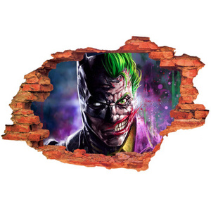 Naklejka na ścianę 3D JOKER i Batman twarz pół na pół 90 cm na 60 cm