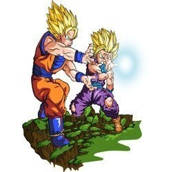 Naklejka na ścianę DRAGON BALL Goku i Gohan Kamehameha 90 cm na 60 cm