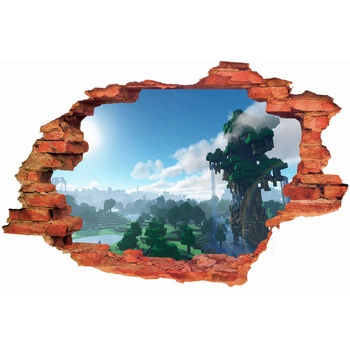 Naklejka 3D Minecraft Drzewo z wyspą dla dzieci rozmiar 60 cm na 90 cm