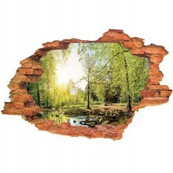 Naklejka na ścianę 3D Las przystań nad rzeczką 90 cm na 60 cm