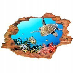 Naklejka na ścianę 3D Rafa Koralowa żółw morski 90 cm na 60 cm