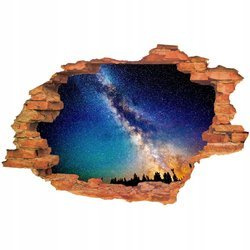 Naklejka na ścianę 3D Kosmos galaktyka spiralna z poprzeczką  nad lasem 90 cm na 60 cm