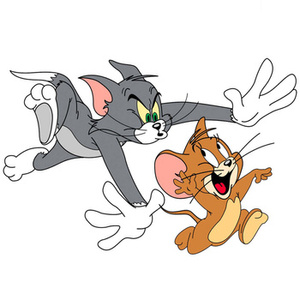Naklejka na ścianę TOM I JERRY Jerry ucieka przed Tomem 90 cm na 60 cm