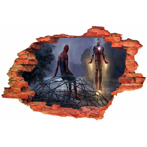 Naklejka na ścianę 3D Spider Man wieczorem z Iron Man 90 cm na 60 cm
