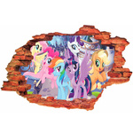 Naklejka na ścianę 3D My Little Pony Kucyki wszystkie w dobrym humorze 90 cm na 60 cm