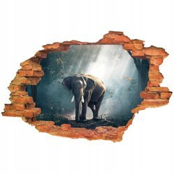 Naklejka na ścianę 3D Słoń w porannej zorzy 90 cm na 60 cm