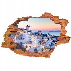 Naklejka na ścianę 3D Santorini biel i błękit w budowlach na archipelagu Cyklad 90 cm na 60 cm