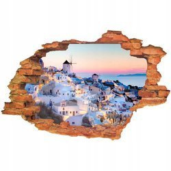 Naklejka na ścianę 3D Santorini biel i błękit w budowlach na archipelagu Cyklad 90 cm na 60 cm