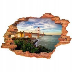 Naklejka na ścianę 3D San Francisco niebo w lipcowy dzień nad mostem Golden Gate Bridge 90 cm na 60 cm