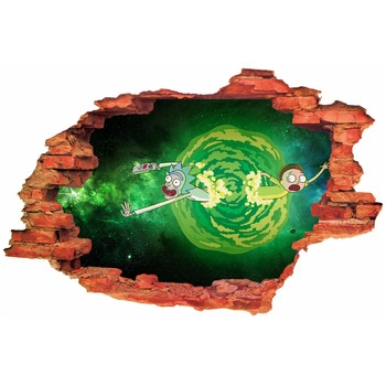 Naklejka na ścianę 3D Rick i Morty w kosmosie 90 cm na 60 cm