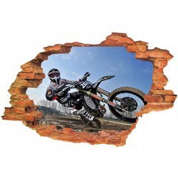 Naklejka na ścianę 3D CROSS ENDURO cały na czarno