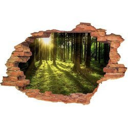 Naklejka na ścianę 3D Las oświetlone słońcem pnie drzew 90 cm na 60 cm