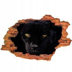 Naklejka na ścianę 3D Czarna Pantera z żółtymi oczami 90 cm na 60 cm