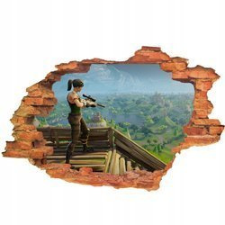 Naklejka na ścianę 3D FORTNITE strzela z snajperki 90 cm na 60 cm