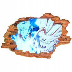Naklejka na ścianę 3D DRAGON BALL Gohan i Goku kamehameha 90 cm na 60 cm