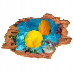 Naklejka na ścianę 3D Rafa Koralowa baśniowe rybki w głębiach morskich 90 cm na 60 cm
