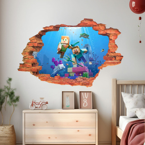 Naklejka 3D Minecraft Podwodny świat dla dzieci rozmiar 60 cm na 90 cm