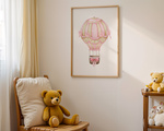 Plakat do Pokoju Dziecka 42x30 cm – Różowy Balon z Kokardą | Ramka Drewniana A3