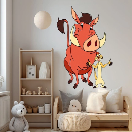 Naklejka na ścianę Król Lew Timon i Pumba 90 cm na 60 cm