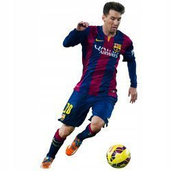 Naklejka na ścianę Messi kopie piłkę lewą nogą 90 cm na 60 cm