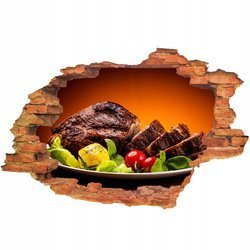 Naklejka na ścianę 3D Jedzenie soczysta pieczona karkówka z chrupiącą skórką 90 cm na 60 cm