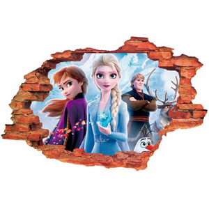 Naklejka na ścianę 3D KRAINA LODU Elsa Anna i Kristoff 60 cm na 90 cm