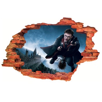 Naklejki na ścianę 3D Harry Potter leci do Ciebie 90 cm na 60 cm