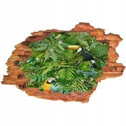 Naklejka na ścianę 3D dżungla ptaki papugi 90 cm na 60 cm