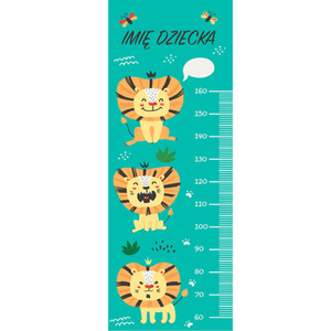 Naklejka na ścianę personalizowana miarka wzrostu lew rozmiar 162 cm na 61 cm