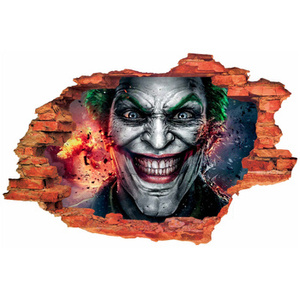 Naklejka na ścianę 3D JOKER szał w oczach 90 cm na 60 cm