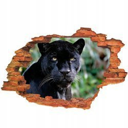 Naklejka na ścianę 3D Czarna Pantera z smętnym wzrokiem 90 cm na 60 cm