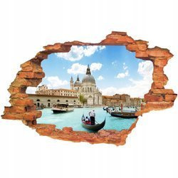 Naklejka na ścianę 3D Wenecja wodny ruch turystyczny przy bazylice 90 cm na 60 cm