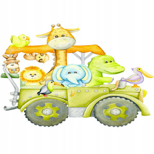 Naklejka na ścianę SAFARI wyprawa na wakacje 90 cm na 60 cm