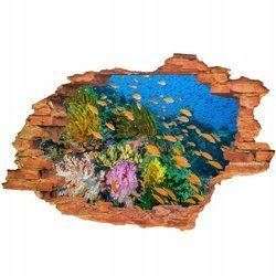 Naklejka na ścianę 3D Rafa Koralowa ławica rybek w tropikach 90 cm na 60 cm