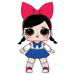 Naklejka na ścianę Lalka L.O.L. Surprise czerwone serca 60 cm na 90 cm