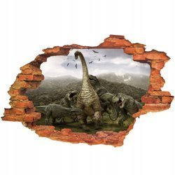 Naklejka na ścianę 3D DINOZAUR walka prehistorycznych gadów 90 cm na 60 cm