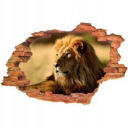 Naklejka na ścianę 3D Lew dostojny 90 cm na 60 cm