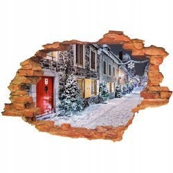 Naklejka na ścianę 3D Uliczka ośnieżona uliczka podczas świąt Bożego Narodzenia 90 cm na 60 cm