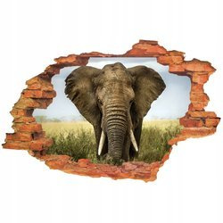 Naklejka na ścianę 3D Słoń z bliska 90 cm na 60 cm