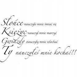 Naklejka na ścianę cytat napis Ty nauczyłaś mnie kochać 75 cm na 45 cm