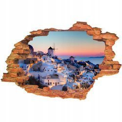 Naklejka na ścianę 3D Santorini przepiękne białe budowle na wyspie Santorini 90 cm na 60 cm