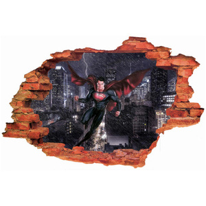 Naklejka na ścianę 3D SUPERMAN nocą w mieście 90 cm na 60 cm